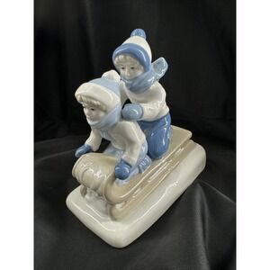 Sled Ride Paul Sebastian Porcelain Figurine 6" Vintage 1992 Christmas Winter‎